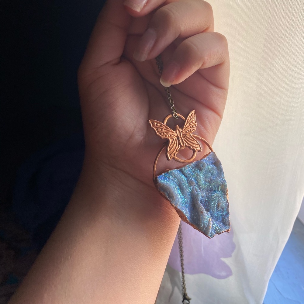 ✨ON SALE✨🦋 Aura Chalcedony Butterfly Necklace
